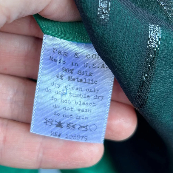 rag & bone Green &  Black Silk Metallic Shift Dress, size 10 - Picture 14 of 15